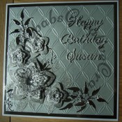 8" x 8" Card made using Tattered Lace chains embossing folder, Tattered Lace Kaleidoscope flower and leaf dies, Marianne leaf spray die, Britannia dies sentiment and Cheery Lynn alphabet dies - craftybabscreativecrafts.co.uk