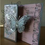 8"x8" Birthday card made using Tattered Lace Butterfly garden embossing folder, Cheery lynn XL butterfly & Angel wing dies, Memory box Kaleidoscope and Pippi butterflies and Gwyneth flourish dies and cuttlebug sentiment die. Border punch by EK success - craftybabscreativecrafts.co.uk