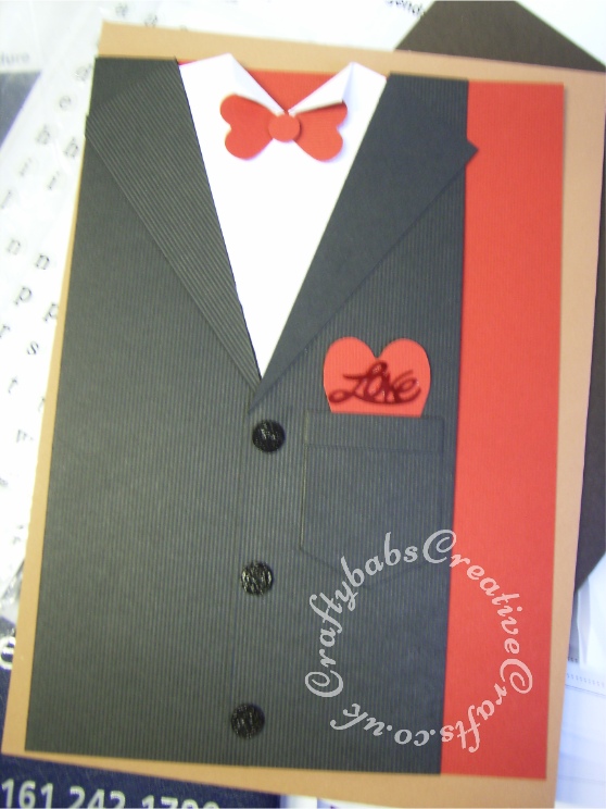Men's Valentine card tuxedo - craftybabscreativecrafts.co.uk