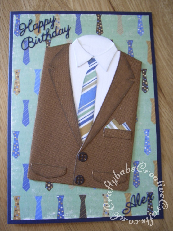 Men's birthday card suit, shirt & tie Xcut - craftybabscreativecrafts.co.uk