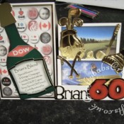 Men's 60th birthday stepper card, golf, skiing, champagne - craftybabscreativecrafts.co.uk