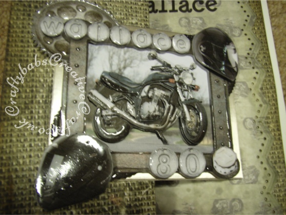 Men's Motorbike Birthday Card Decoupage Card made using Craft Artist Professional 2 software, images decoupages and accented with glossy accents. and Britannia sentiment dies - craftybabscreativecrafts.co.uk
