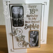 18th birthday card using various dies including, Spellbinders romantic vines and matting basics, Memory box Leavenworth and cascadia butterflies, Sizzix sizzlit girls are weird alphabet and number dies, Tattered Lace sentiments 2104 dies - craftybabscreativecrafts.co.uk