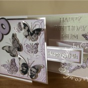 Double Z fold 50th birthday card using photographs, Memory Box Butterflies - craftybabscreativecrafts.co.uk