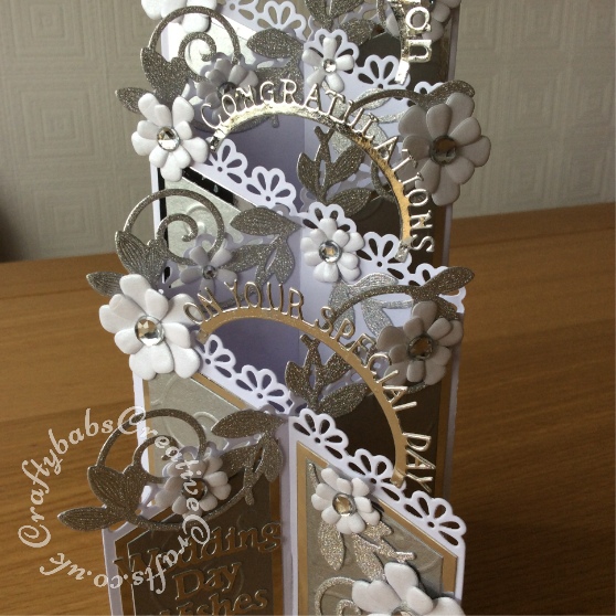 Tattered Lace Zig-Zag Cascade card, Sizzix Thinlits bunch of flowers, Memory Box Alphabet soup, Spellbinders Romantic vines - craftybabscreativecrafts.co.uk