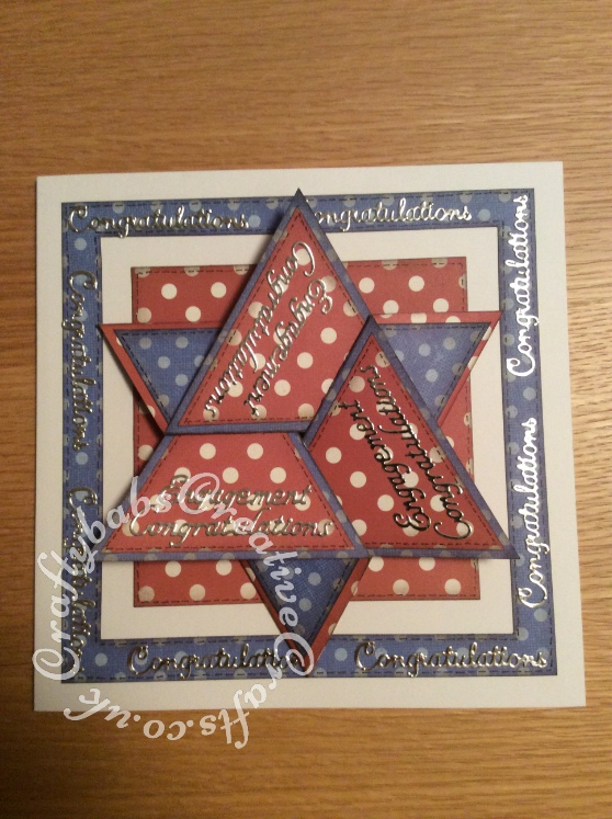 Star Fold Engagement Card, Spellbinders Shapeabilities etched alphabet die, Tattered Lace Sentiment borders - craftybabscreativecrafts.co.uk