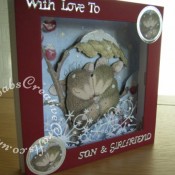 Housemouse 3D Panorama Christmas card made using Joanna Sheen's Housemouse CD roms, Tattered Lace Panorama and essentials squares dies, Tattered lace Christmas and relatives sentiment dies, nesting circle dies and Memory Box frostyville border die - craftybabscreativecrafts.co.uk