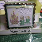 Housemouse Decoupage Stepper Christmas card made using Joanna Sheen's Housemouse CD roms, Memory Box Frostyville border die, Quickutz nesting scalloped squares dies and Marianne Happy Christmas sentiment dies - craftybabscreativecrafts.co.uk