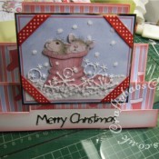 Housemouse Decoupage Stepper Christmas card made using Joanna Sheen's Housemouse CD roms, Memory Box Frostyville border die and Marianne Happy Christmas sentiment dies - craftybabscreativecrafts.co.uk