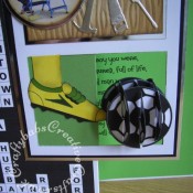 A4 Men's DIY, Crossword & Football themed 40th Birthday card made using Jennigami CD rom, Crafter's companion wood grain embossing folder, Nesting circles dies, My Favourite things tool charm die-namics dies, Sizzix Originals Shadow Box numbers dies - craftybabscreativecrafts.co.uk