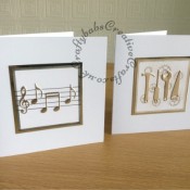 Clean and simple cards for men made using MFT Die-namics Music notes and Tool charms dies. - craftybabscreativecrafts.co.uk