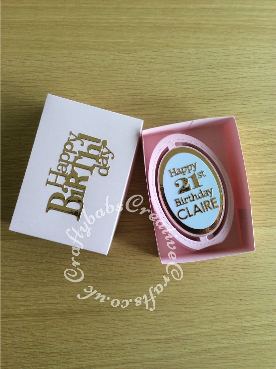 21st Birthday Boxed Accordion Card made using a variety of dies including; Tattered Lace Oval Accordion (ETL242) dies and tattered Lace Essentials nesting ovals dies, Sue Wilson Expressions Ransom Note Birthday CED5432 die, Quickutz Cookie Cutter 'Mary Jane' Alphabet dies, Tattered Lace Sentiments 2014 dies and A date to remember dies, Memory Box Alphabet soup upper case dies and Spellbinders etched alphabet die set for numbers. Sentiments stamped and heat embossed.- craftybabscreativecrafts.co.uk