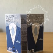 Mr & Mr Gay Wedding Card made using various dies including; Tattered lace sentiments 2014 dies, Spellbinders Sapphire Die Numbers And Letters One, Xcut A5 Suit Card Die Set and Tattered lace Notched Rectangles (ETL310) dies - craftybabscreativecrafts.co.uk