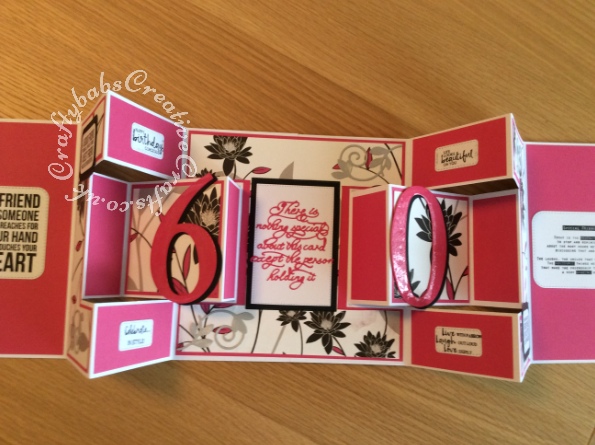 Extra Large Double Shutter 60th Birthday card made using 3 8"x8" card blanks joined together and various die including;Card Making Magic Die Set Happy Birthday Sentiment | 6in x 6in Collection by Christina Griffiths, Card Making Magic Die Set On Your Special Day Sentiment 6in x 6in Collection by Christina Griffiths, Sizzix Bigz Sassy Serif Numbers dies, Tattered Lace Die-Special Person, Nellie Snellen Multi Frame Dies - Straight Dotted Rectangles, Creative Expressions In the Tool Box Necessities Craft Die Set CED23011 for 'Best Friend' sentiment, Tonic Studios "Occasions" Pop up sentiment dies and various sentiment stamps for sentiments. - craftybabscreativecrafts.co.uk