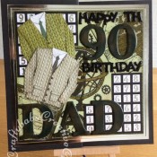Large 8" x 8" 90th birthday card made for a Sudoku fan using a variety of dies including; Cheery Lynn Designs - Lattice 1 Die - FRM114 for Sudoku grid, Marianne Design Collectables Men's Wardrobe Die, Card Making Magic Die Sets Solid Alphabet and Numbers dies, Tattered Lace Happy Birthday (ETL128) die, and Tattered Lace Bunting 2018 (& Alphabet / Numbers) Craft Cutting Die Set 442670 for Sudoku numbers. Background stamped with various maps, cogs etc stamps and inked and coloured with distress inks. Large letters, numbers and sentiments triple embossed and mica powders added between layers. - craftybabscreativecrafts.co.uk