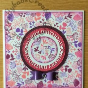 Birthday Card made using Concord & 9th Lovely Blossoms Turnabout stamp with distress oxide inks and a number of dies including; Crealies Nest-Lies Double Stitch Circles Nesting Die Set Crea-Nest-Lies XXL 33, Sue Wilson Perspectives Happy Birthday Circle Die Set and an unbranded small bow making die set. - craftybabscreativecrafts.co.uk