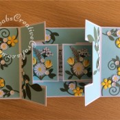 Double Shutter Thank You card made using various dies and stamps including; Tim Holtz - Wildflowers #1 661190, Cheery Lynn Designs Die - Build a Flower Embellishment #2, Altenew Layered Daffodil Die Collection free with issue 188 of Simply Cards& Papercraft, Spellbinders romantic vines dies, Tattered Lace Venetian floral dies, Memory Box tulip petals die, Sue Wilson Die Set - Exquisite Poppy for flower centres, Tonic Studios 786 Simplicity Punch, Classic Flower Head and various small daisy punches plus some unbranded nesting rectangles and heart dies. - craftybabscreativecrafts.co.uk