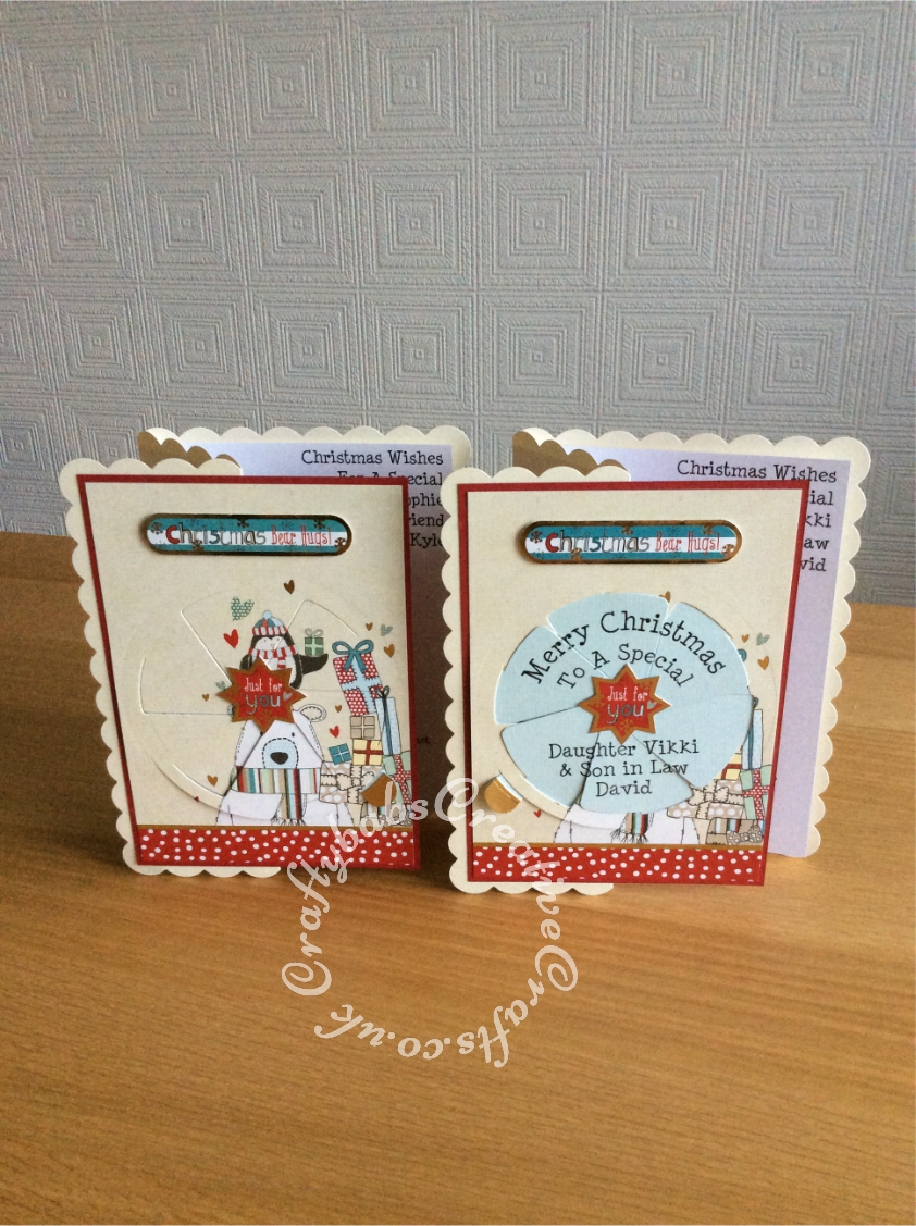 Magic Windows Christmas cards made using card stock from the Hunkdory Cardmaking Collection kit Issue 2 and the Angela Poole Magic Windows Slide & Reveal Die Set - craftybabscreativecrafts.co.uk