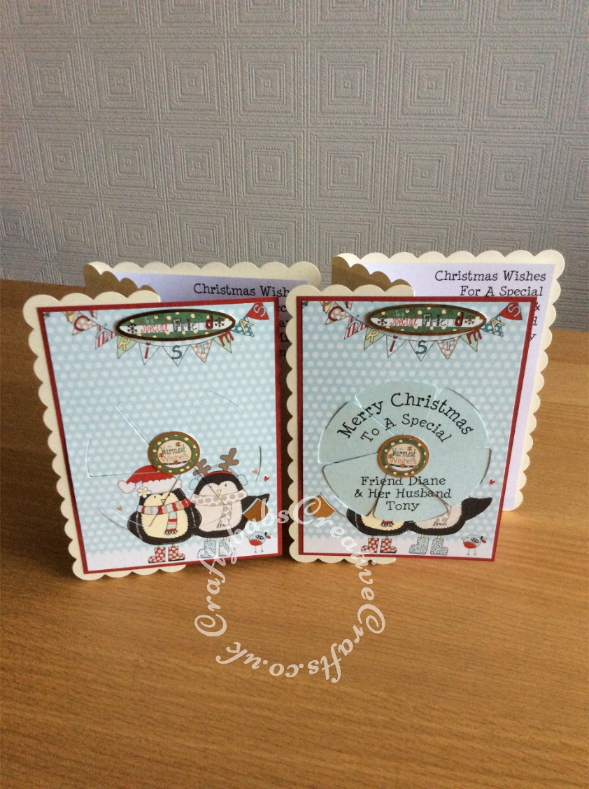 Magic Windows Christmas cards made using card stock from the Hunkdory Cardmaking Collection kit Issue 2 and the Angela Poole Magic Windows Slide & Reveal Die Set - craftybabscreativecrafts.co.uk