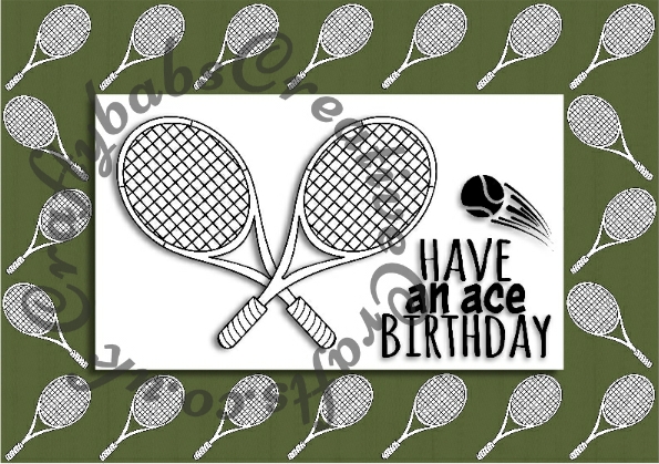 Tennis themed Digital Click and print card front made using free Digi stamp downloads from Craftworld Premium members Club and Craft Artist Professional Software. - craftybabscreativecrafts.co.uk