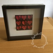 40th Ruby Wedding picture made using Spellbinders nesting hearts dies and various foil press dies in IKea Ribba Box frame - craftybabscreativecrafts.co.uk