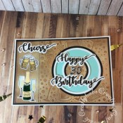 Drinks themed 30th birthday card made using carious dies and stamps including; unbranded celebration drinks bottles and glasses die & stamp set, Apple Blossom Embossing folder, beer glass stamps and die free with issue 161 of Simply Cards & Papercraft, iCraft Happy Birthday and cheers sentiment dies, Creative nesting circle dies and Sizzix Sizzlits Script numbers dies. - craftybabscreativecrafts.co.uk