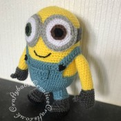 Bob the minion, created using a crochet kit purchased from Aldi. The pattern needs a little interpretation but the end results are very cute. - craftybabscreativecrafts.co.uk