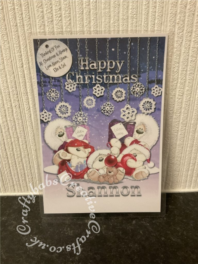 Laminated Christmas Grave card made using Serif Craft Artist professional and Fizzy moon digikit. - craftybabscreativecrafts.co.uk