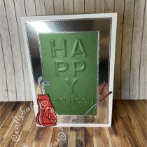 Simple male Golf themed birthday card. Made using the Spellbinders Beveled Happy Birthday Card front 3D embossing folder, unbranded nested stitched rectangle dies for the frame and Lea-bilities Dies - Golf Bag & Clubs- craftybabscreativecrafts.co.uk