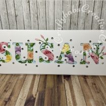 Birthday card made using a number of dies including:- layered flowers dies and Card Making Magic Die Set Solid Alphabet Letter by Christina Griffiths- craftybabscreativecrafts.co.uk