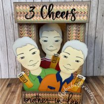 Tower Pillar Card inspired by Sam Calcott made using :-Studio Light MIssees Man Die and stamp set, iCraft cheers sentiment die and Sizzix Fabulous Family Names Thinlits Die Set 13pc by Debi Potter - craftybabscreativecrafts.co.uk