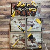 Triple Cube Pop Up Box Masculine Birthday card made using patterned papers and various dies including; Spellbinders 'All the tools' dies, unbranded alphabet dies and unknown brand layered sentiment dies. - craftybabscreativecrafts.co.uk